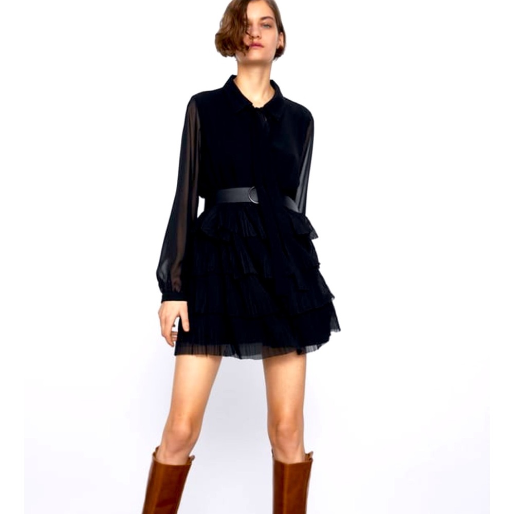 Zara pleated ruffled dress